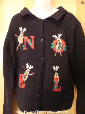 Child Cheap Christmas Sweater with Reindeer NOEL