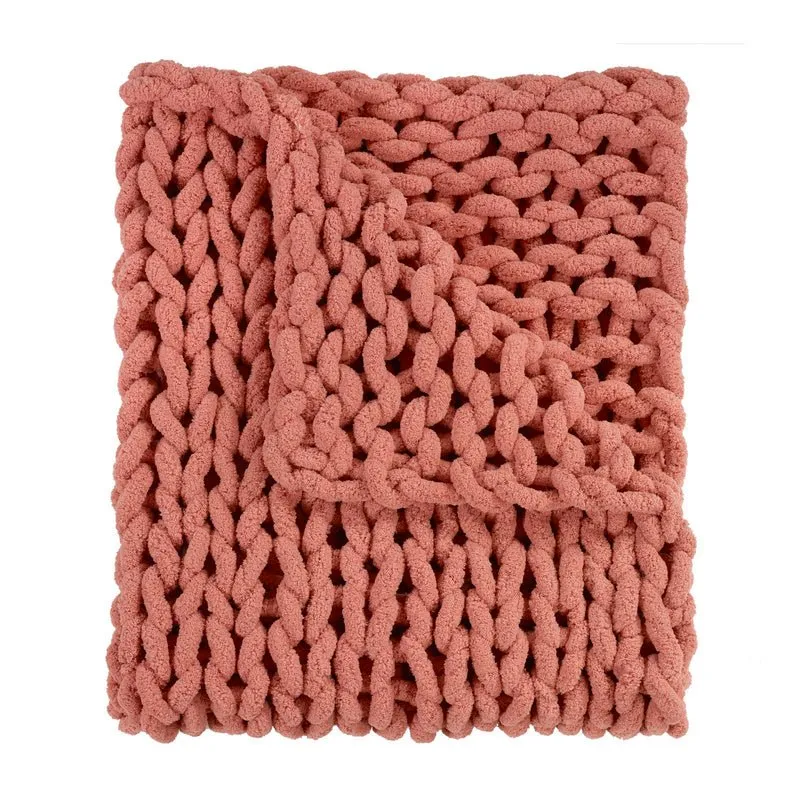 Chunky Chenille Knit Throw - Canyon Clay