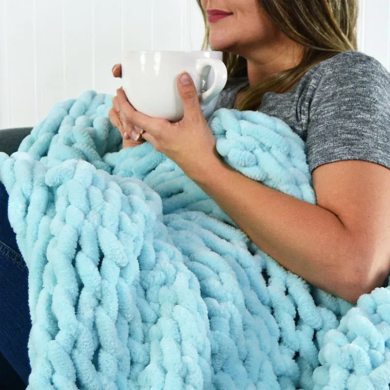 Chunky Chenille Knit Throw - Ivory