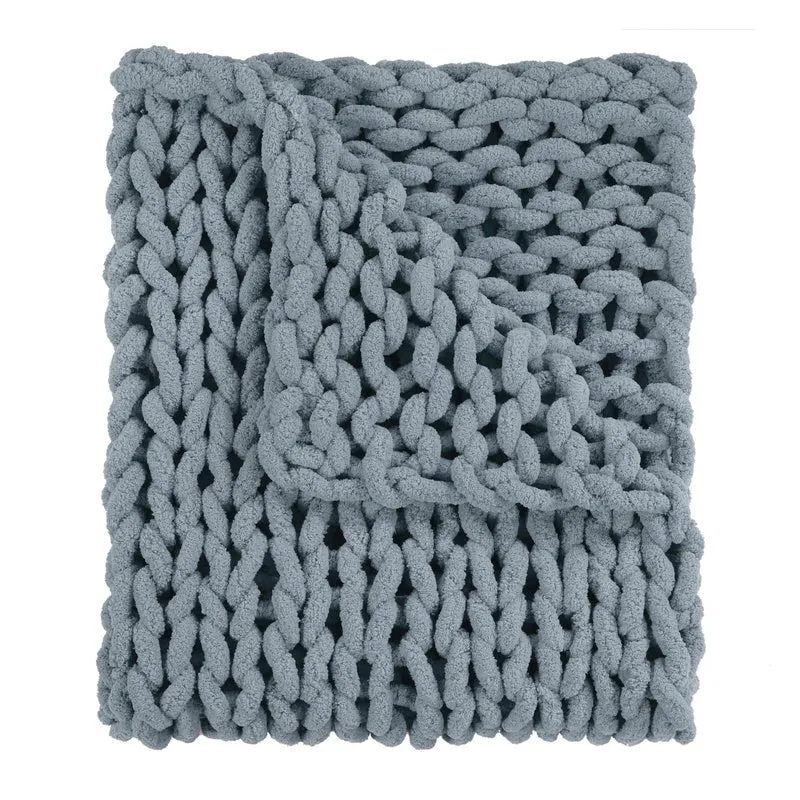 Chunky Chenille Knit Throw - Seaside