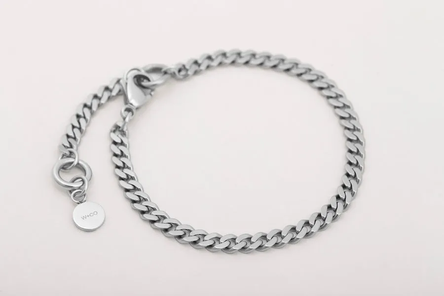 Chunky Curb Silver Chain Bracelet