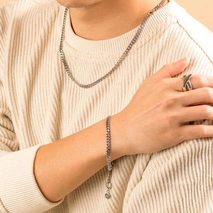 Chunky Curb Silver Chain Bracelet