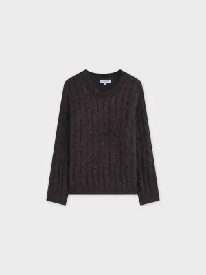 Chunky Heathered Cable sweater-Black/Brown