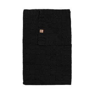 Chunky Knit Basket Weave Toddler Blanket in Midnight