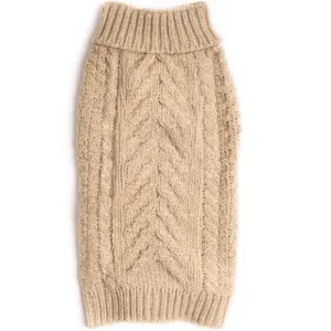 Chunky Knit Beige Dog Jumper