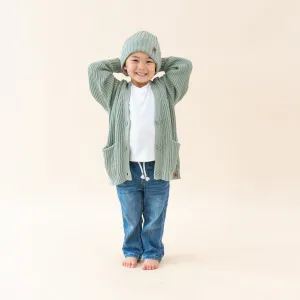 Chunky Knit Oversized Cardigan in Thyme