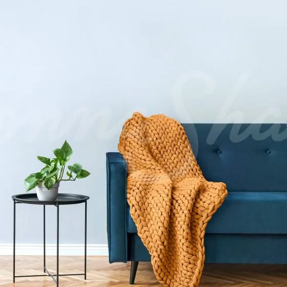 Chunky Knit Throw ~ Gold **DISCONTINUED QUANTITIES LIMITED**