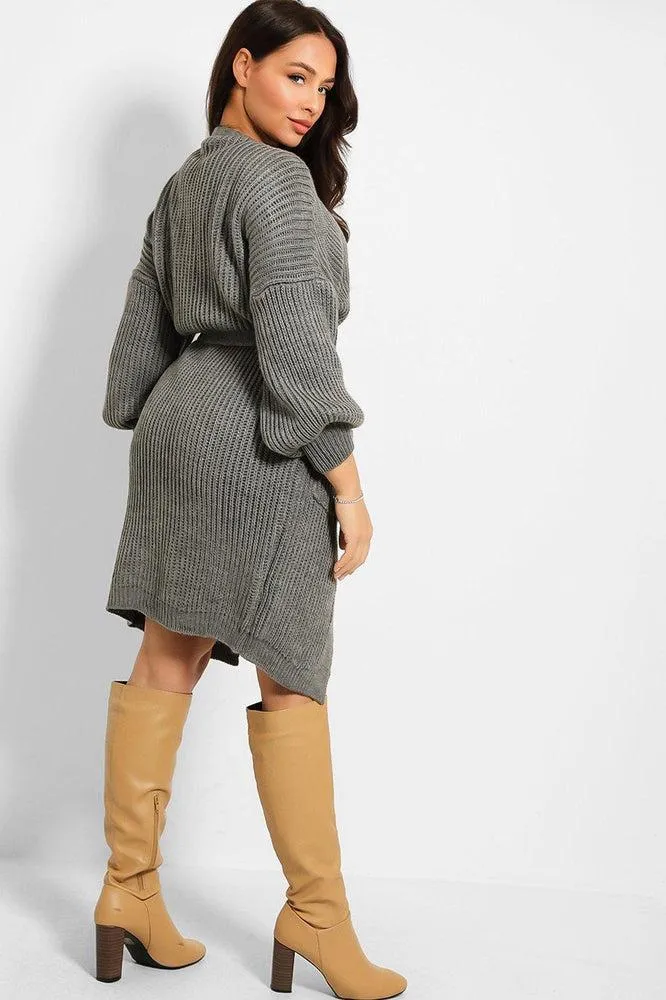 Chunky Knit Waist Tie Midi Cardigan