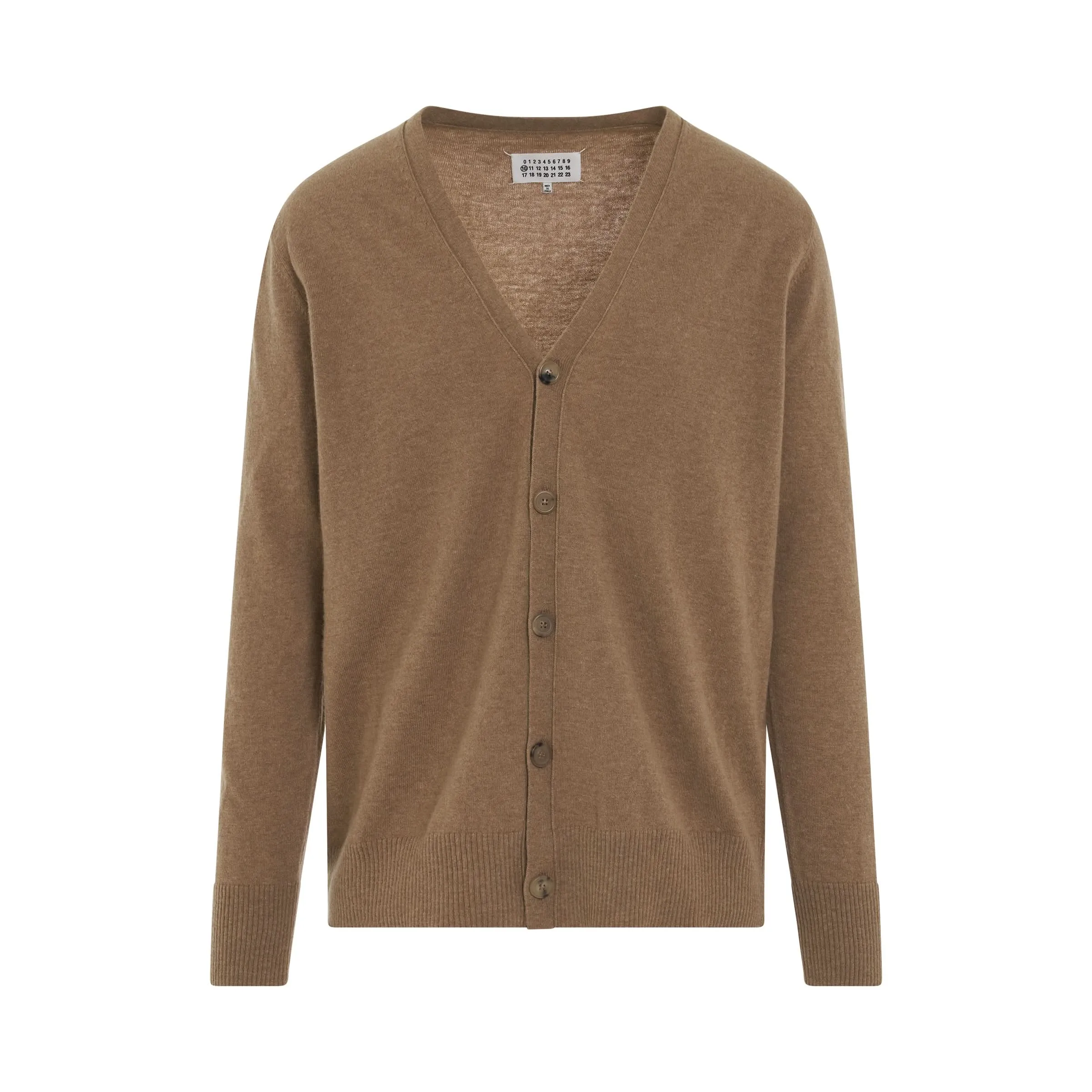 Classic V-Neck Cardigan in Camel