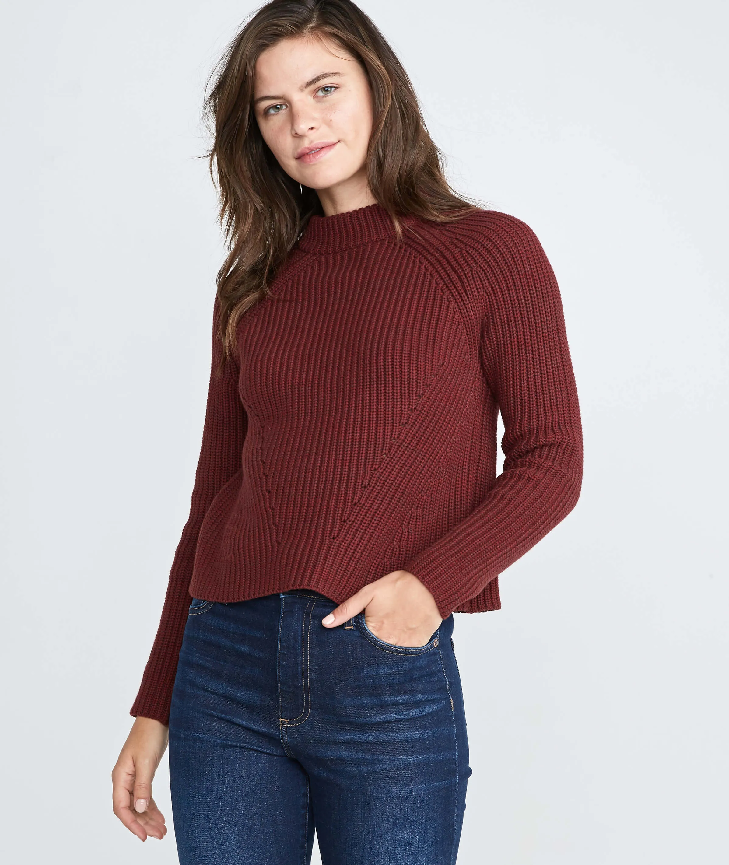 Cleo Mock Neck Sweater in Rosewood