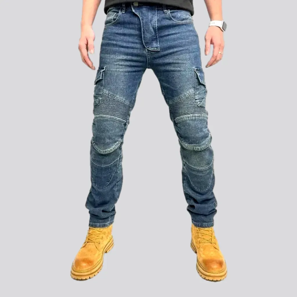 Color biker men's denim pants