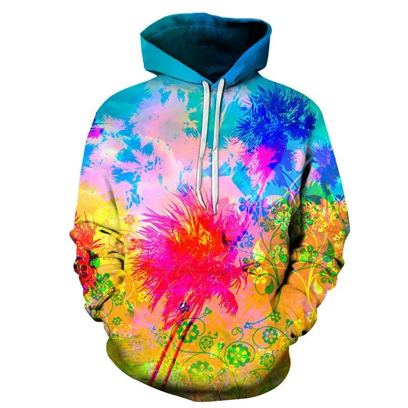 Colourful Splash Paint Floral Hoodie