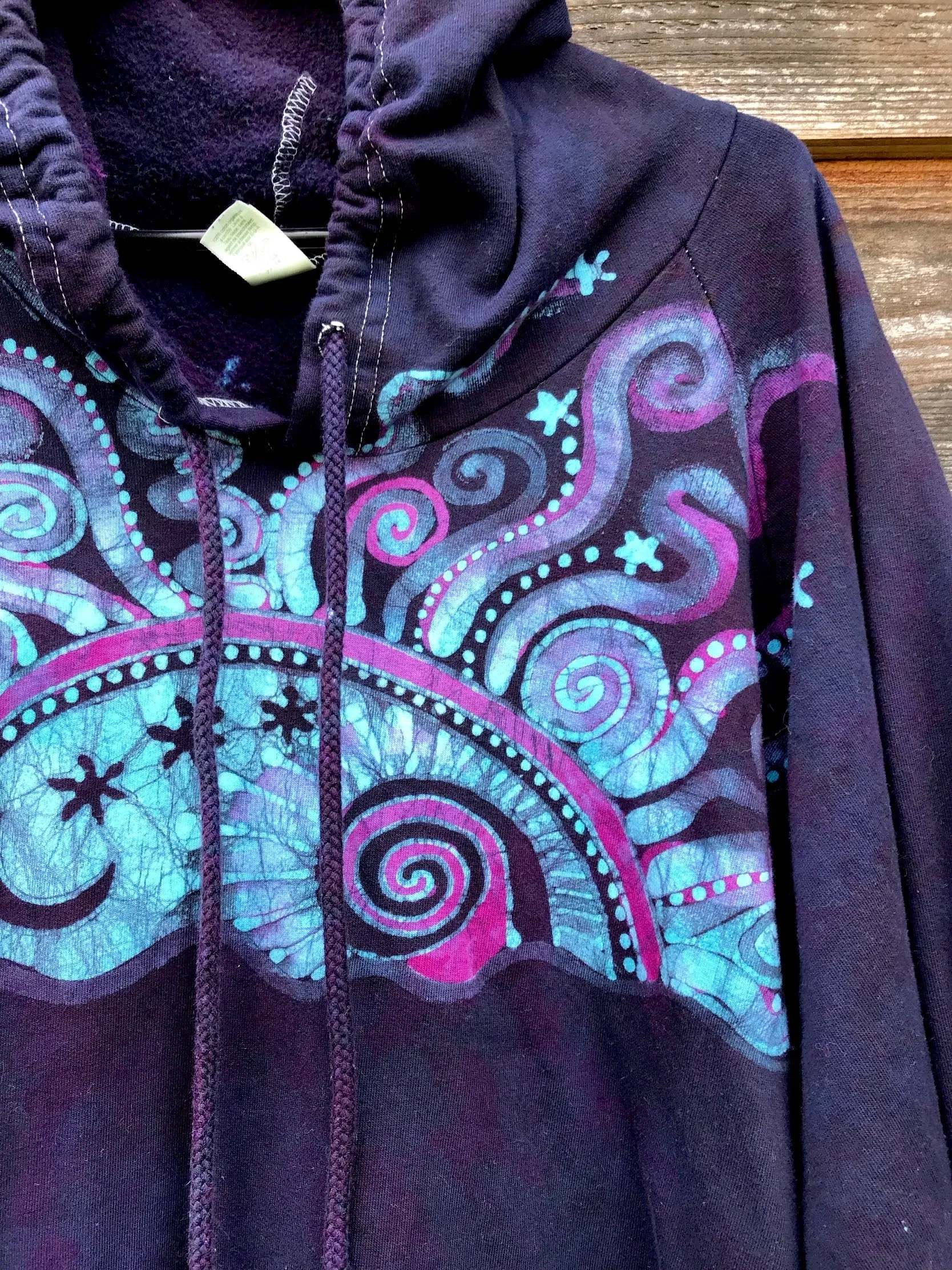 Cosmic Sun Pullover Batik Hoodie in Organic Cotton - Made Oversize in 3X