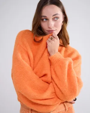 Cosy Puff Sleeve Cardigan in Orange