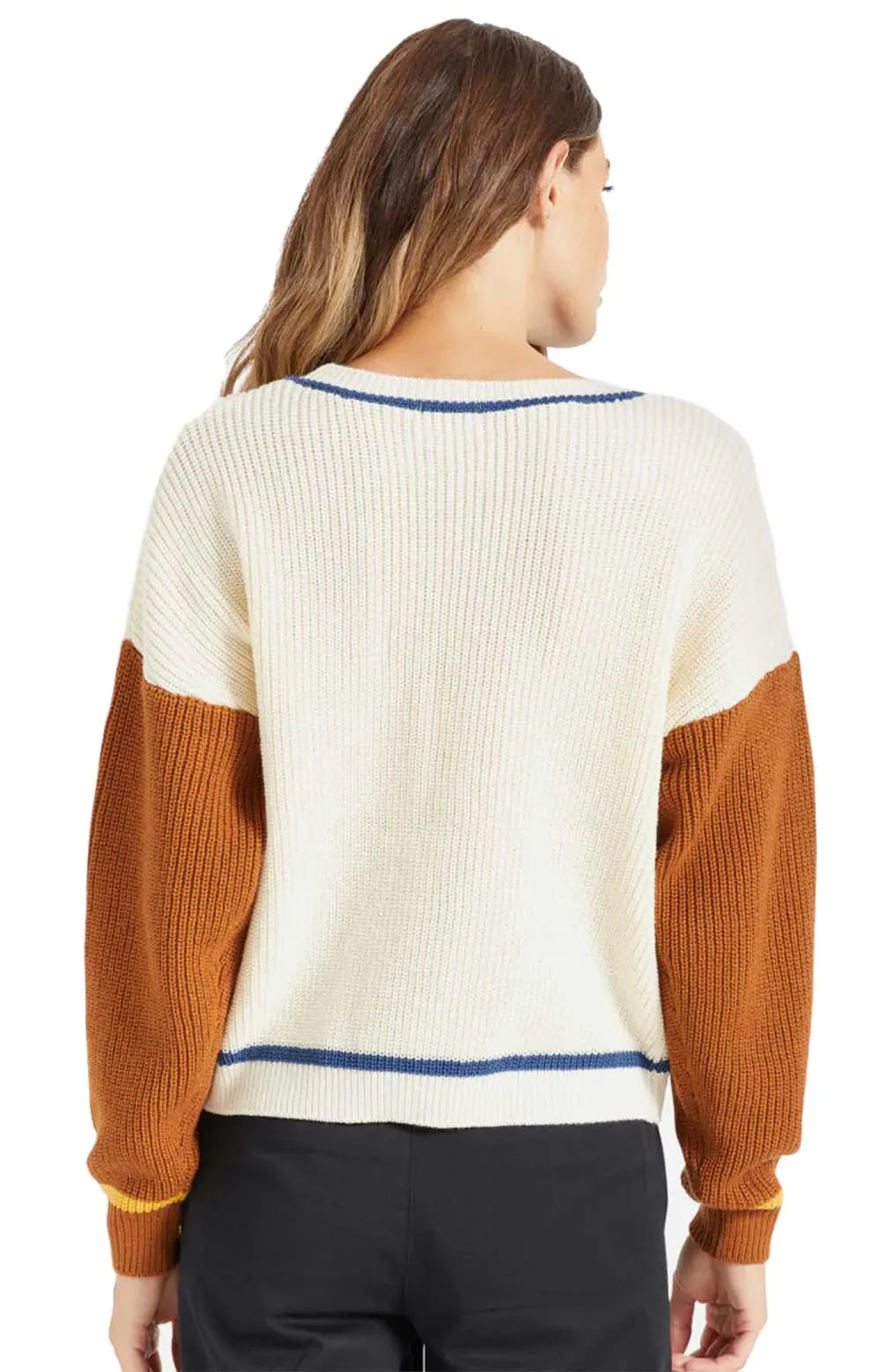 Cozy Color Block Lacey Sweater - Dove