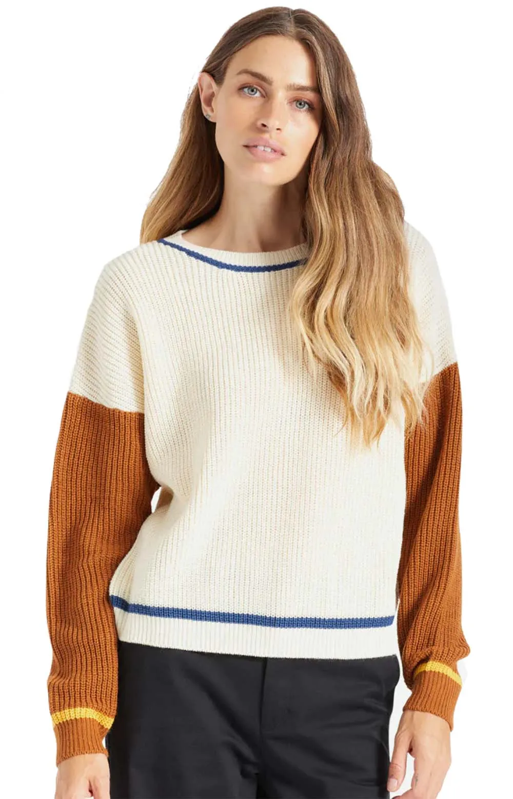 Cozy Color Block Lacey Sweater - Dove