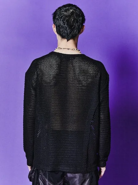 Dellen Net Crewneck Sweater | Black