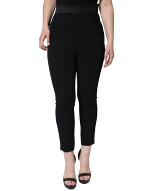 Dolce & Gabbana Black Viscose High Waist Tapered Pants