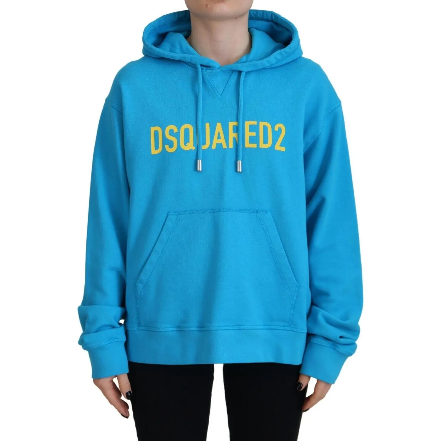 Dsquared² Blue Logo Print Cotton Hoodie Sweatshirt Sweater