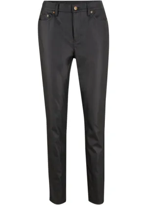 Elastic coated trousers with a thin comfort belt Bpc Bonprix Collection, black