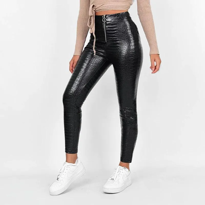 Elegant High Waist Faux Leather Pant