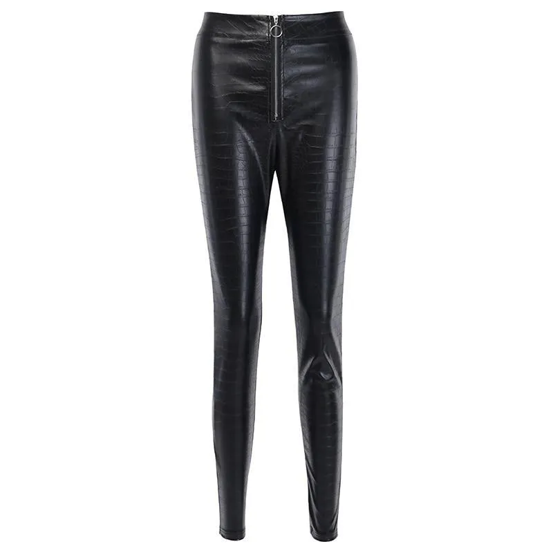 Elegant High Waist Faux Leather Pant