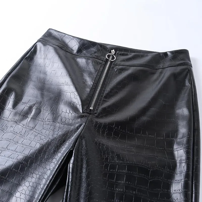 Elegant High Waist Faux Leather Pant