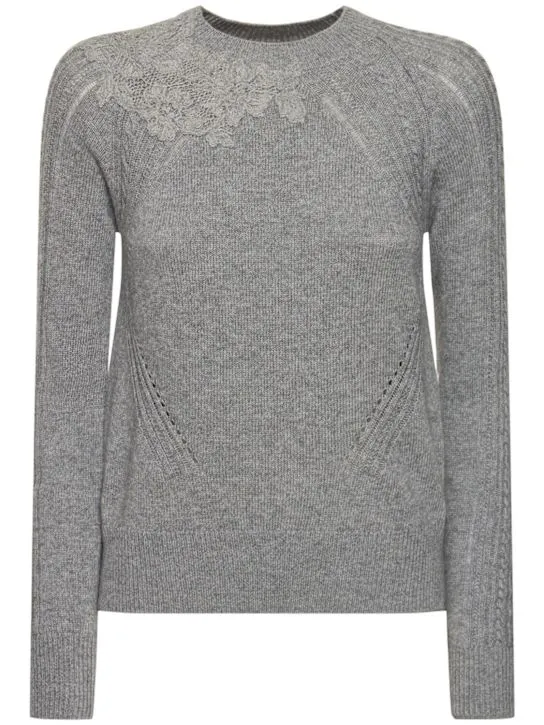 Ermanno Scervino   Embroidered knit crewneck sweater 