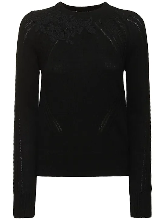 Ermanno Scervino   Embroidered knit crewneck sweater 