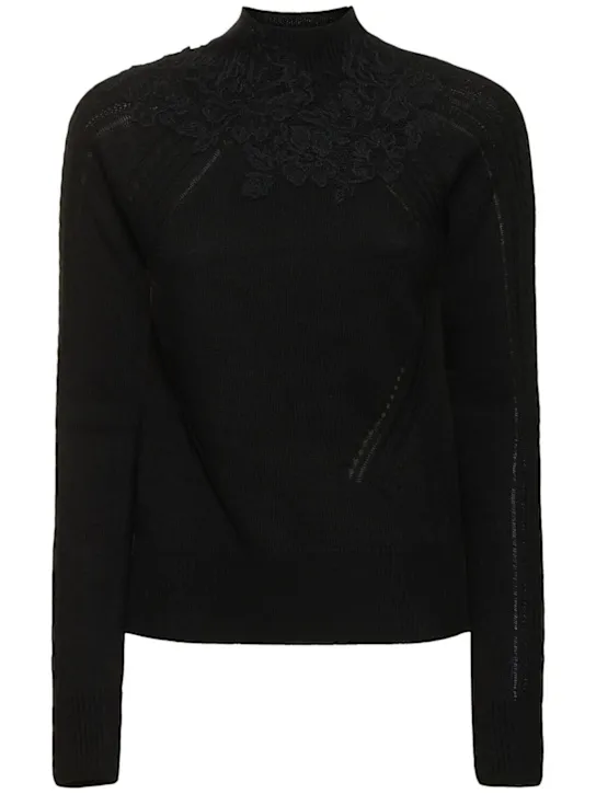 Ermanno Scervino   Embroidered knit t-neck sweater 