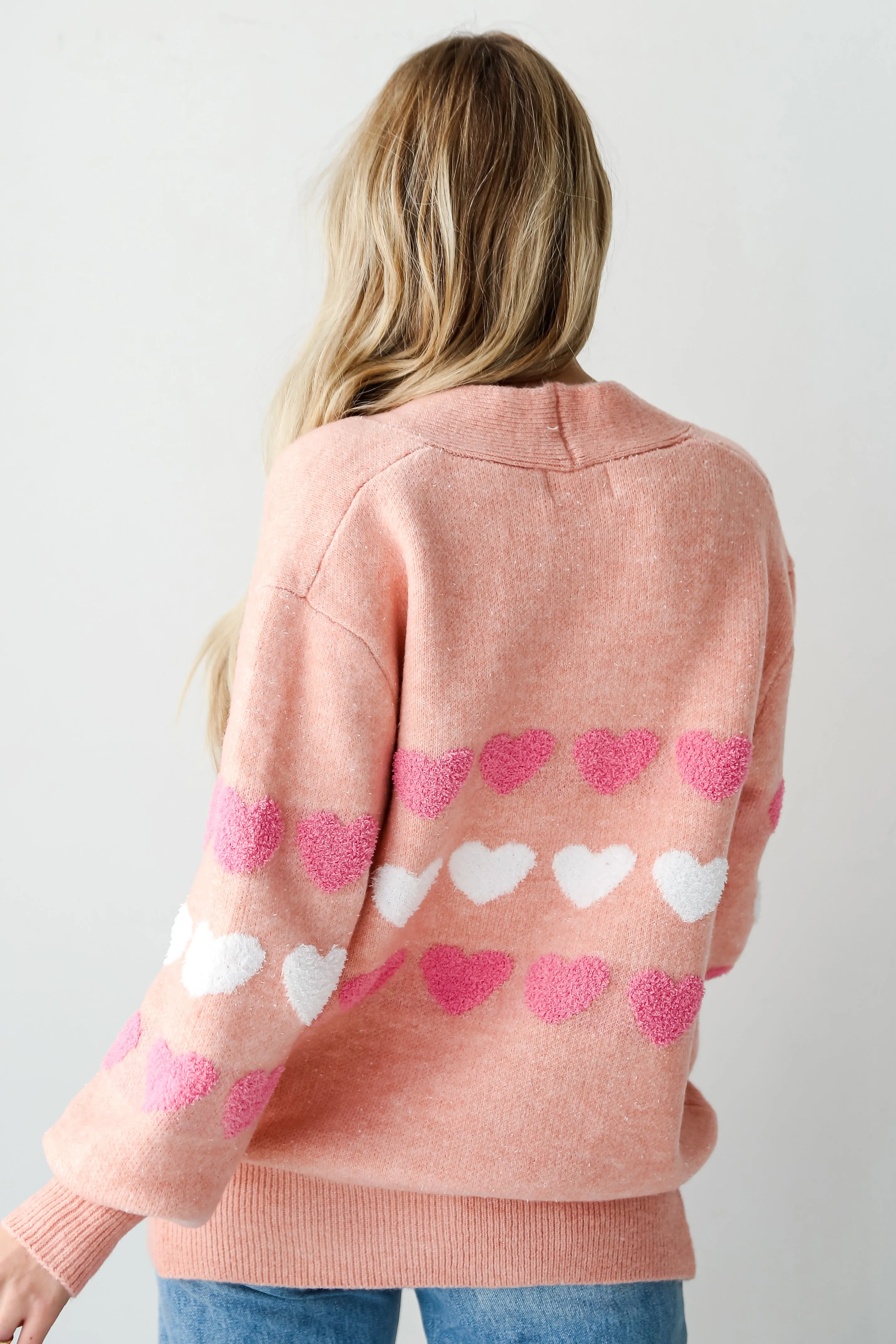 FINAL SALE - Love Without End Blush Heart Sweater Cardigan