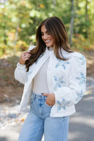 Floral Quilted Jacket-Vanilla