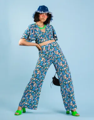 Floral wide trousers