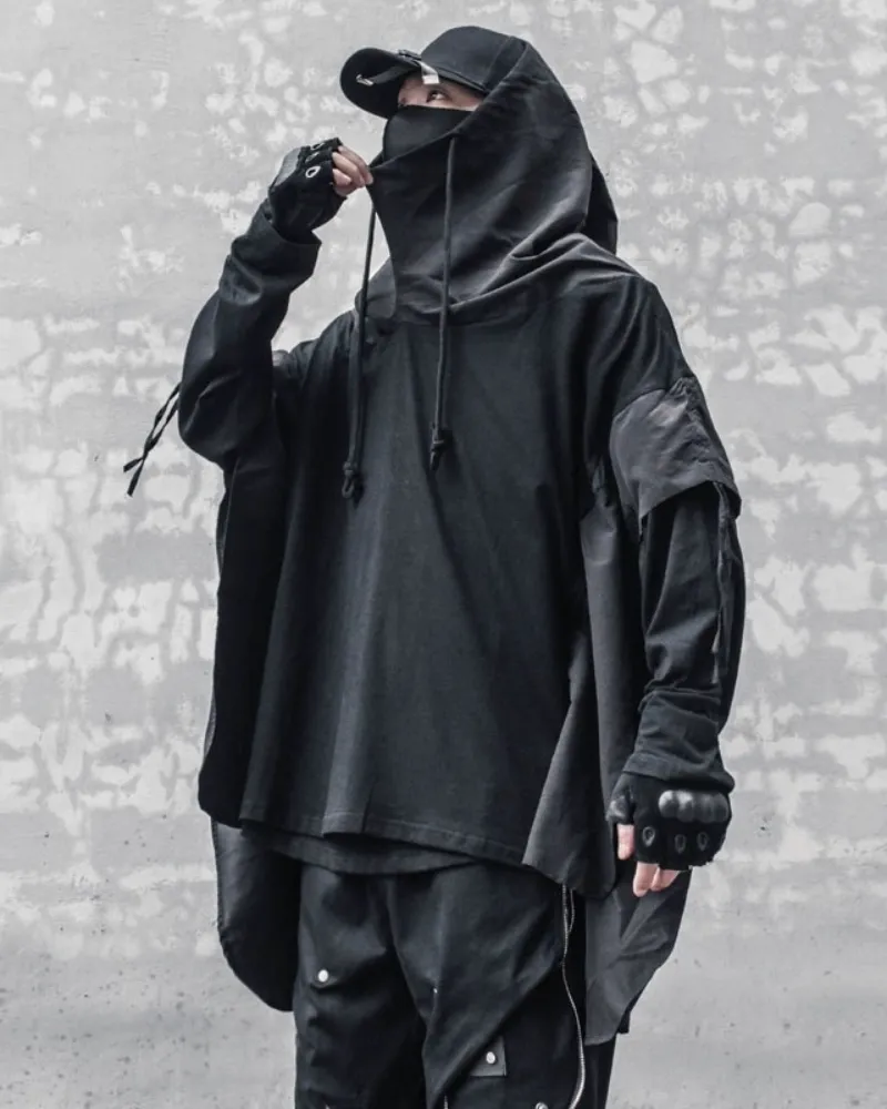 Futuristic Streetwear Ninja Cape Hoodie