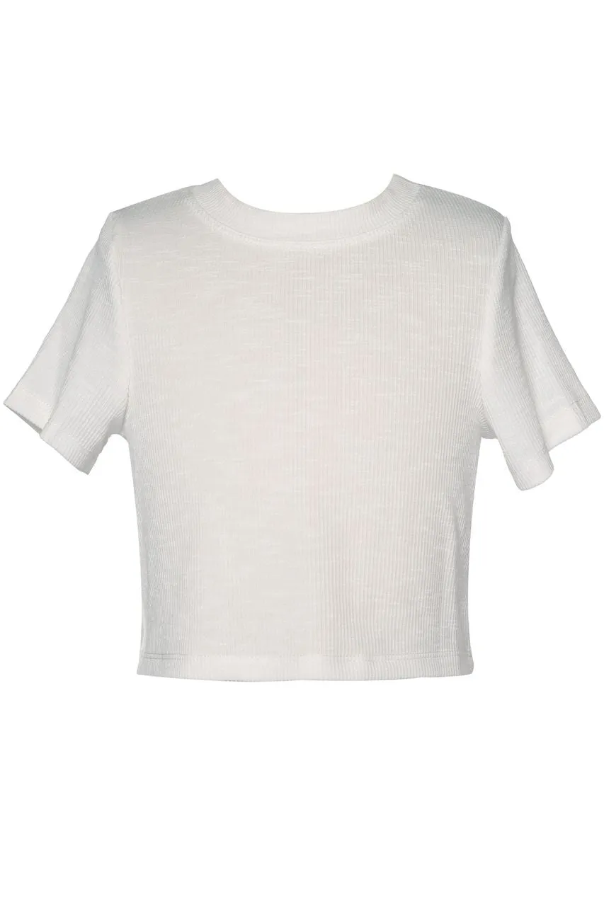 GBY White Ribbed Crop Top