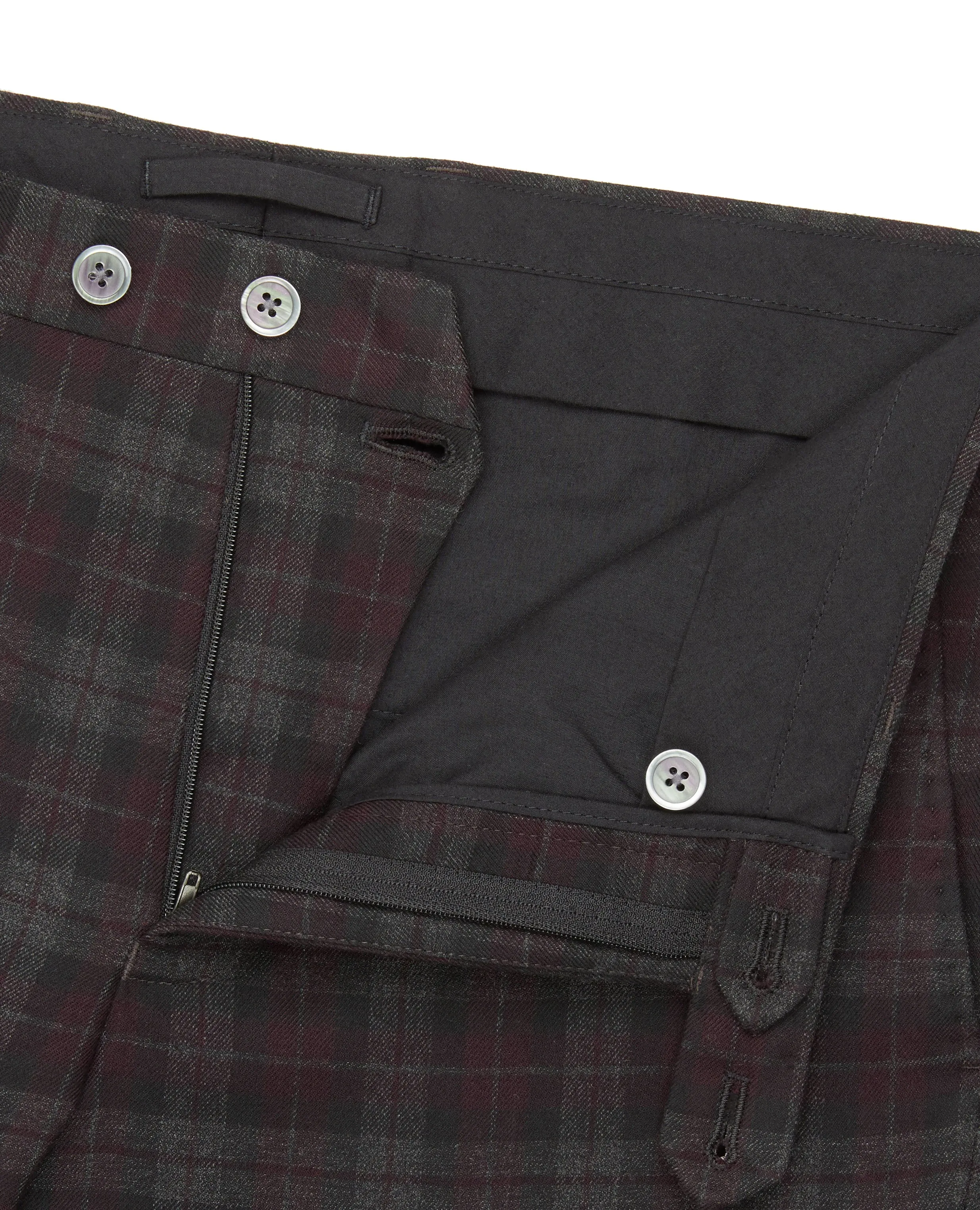 Genesis Skinny Fit Burgundy and Charcoal Check Trouser