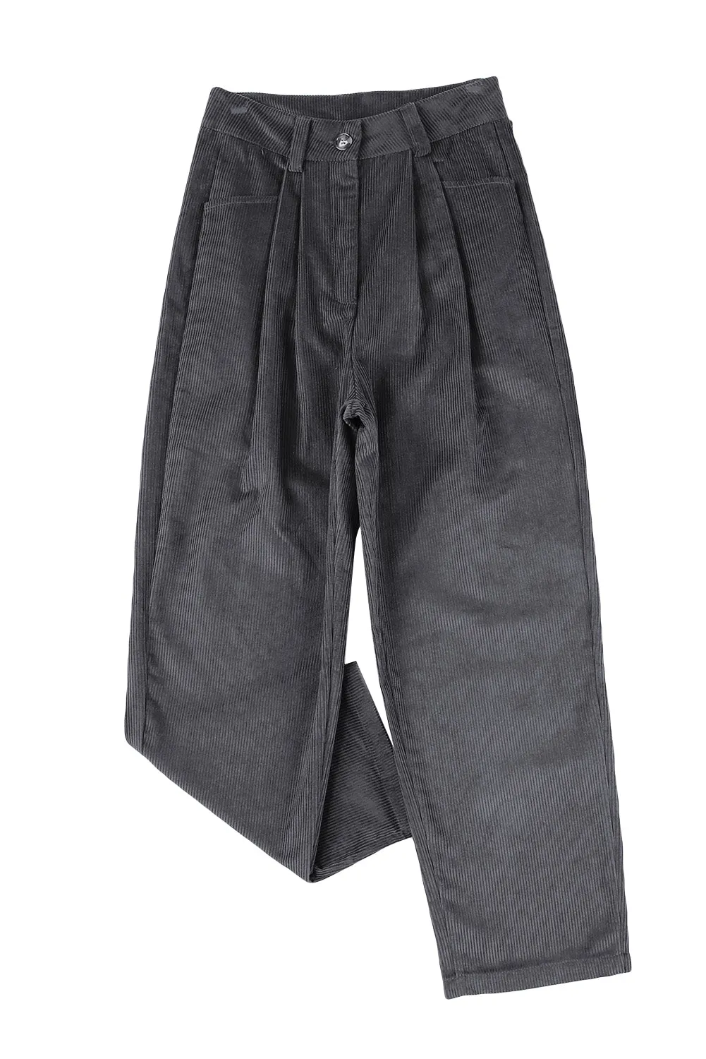 Grey Corduroy High Waisted Wide Leg Pants