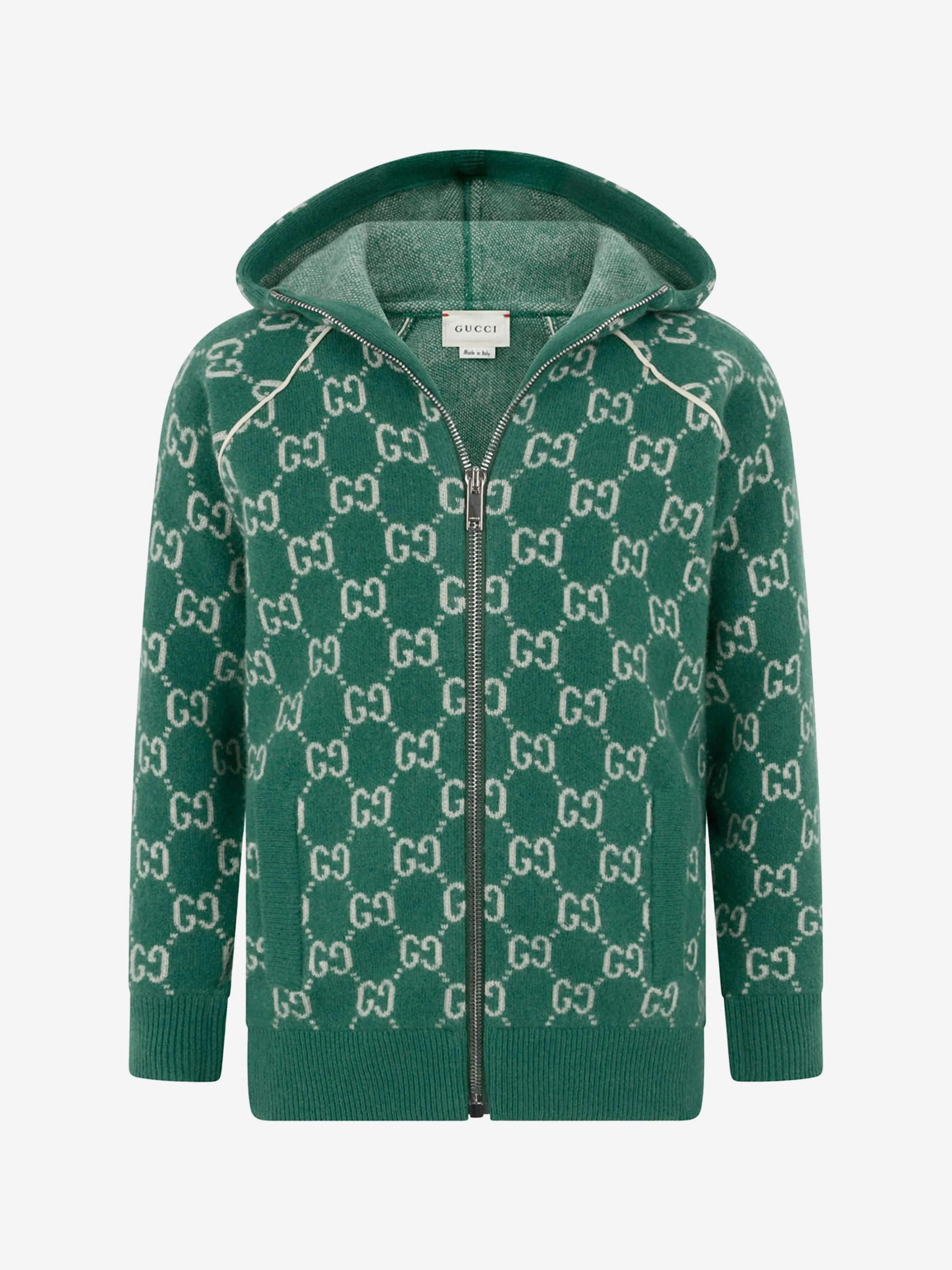 Gucci Boys Wool GG Hooded Zip Up Cardigan