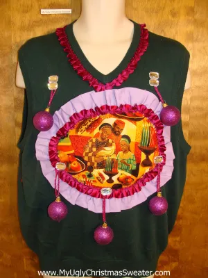 Happy Kwanzaa! Mens Funny 3D Ugly Xmas Vest