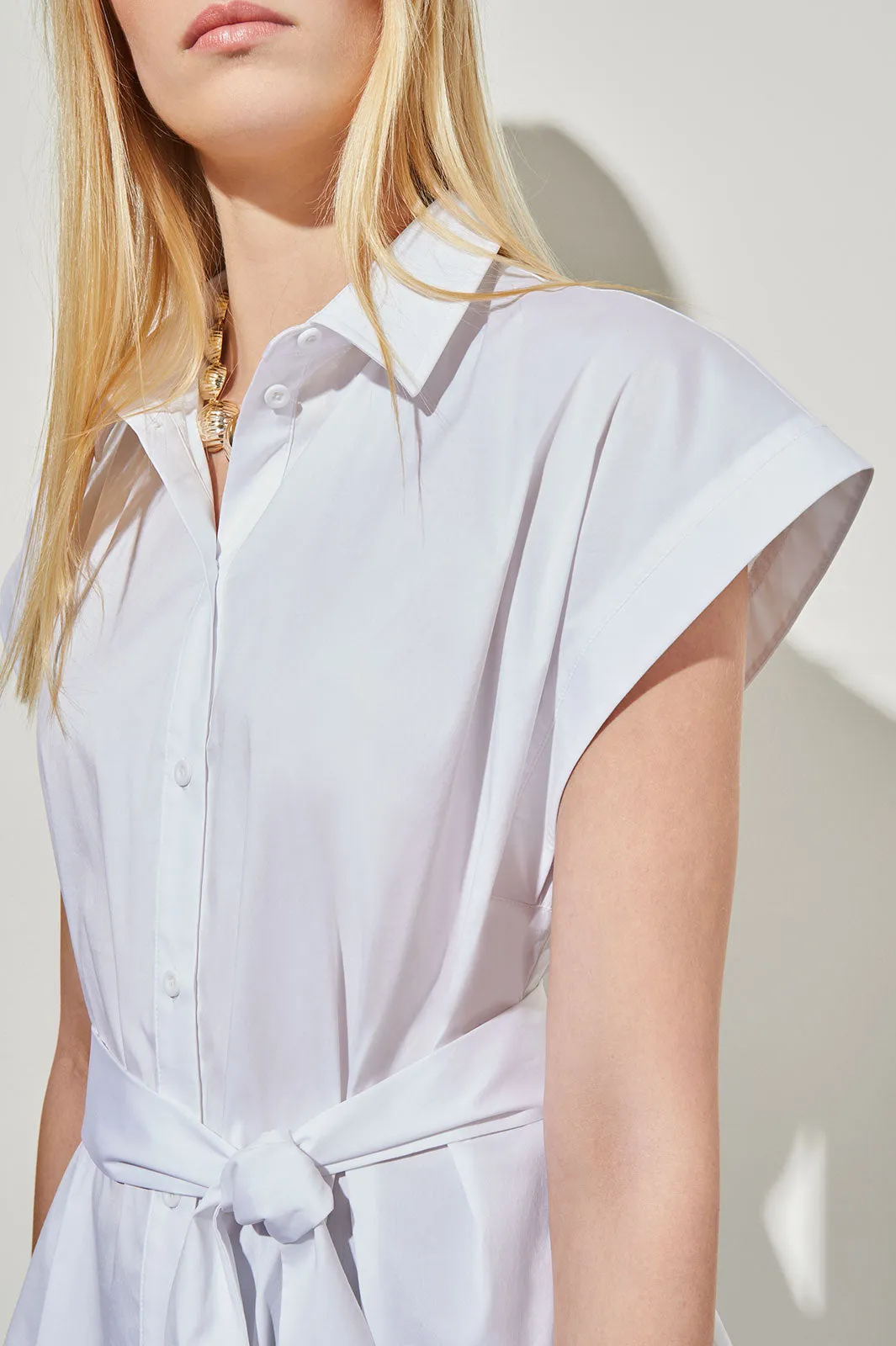 High-Low Shirt - Tie-Waist Stretch Cotton