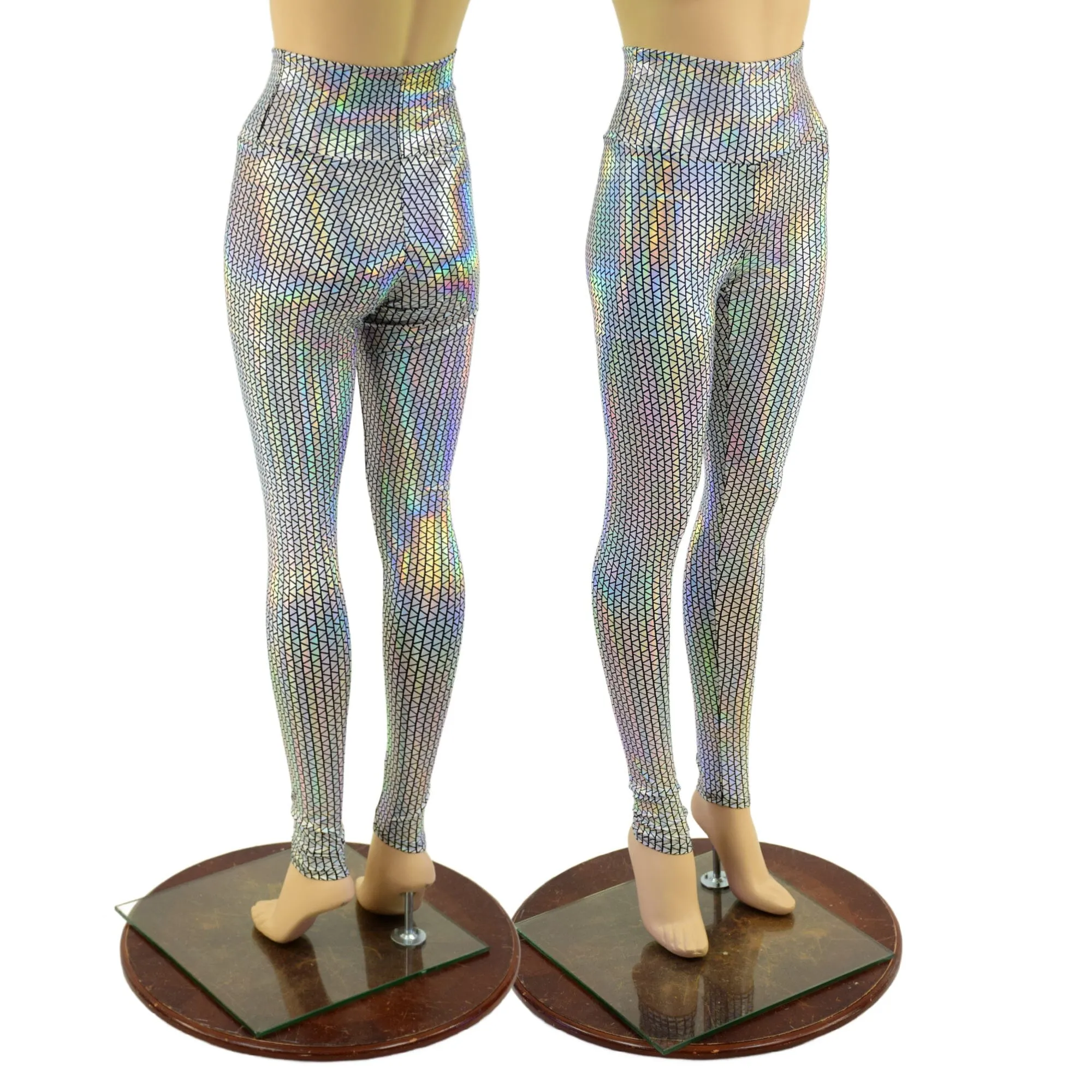 High Waist Leggings in Prism Holographic OVERSTOCK Ready To Ship