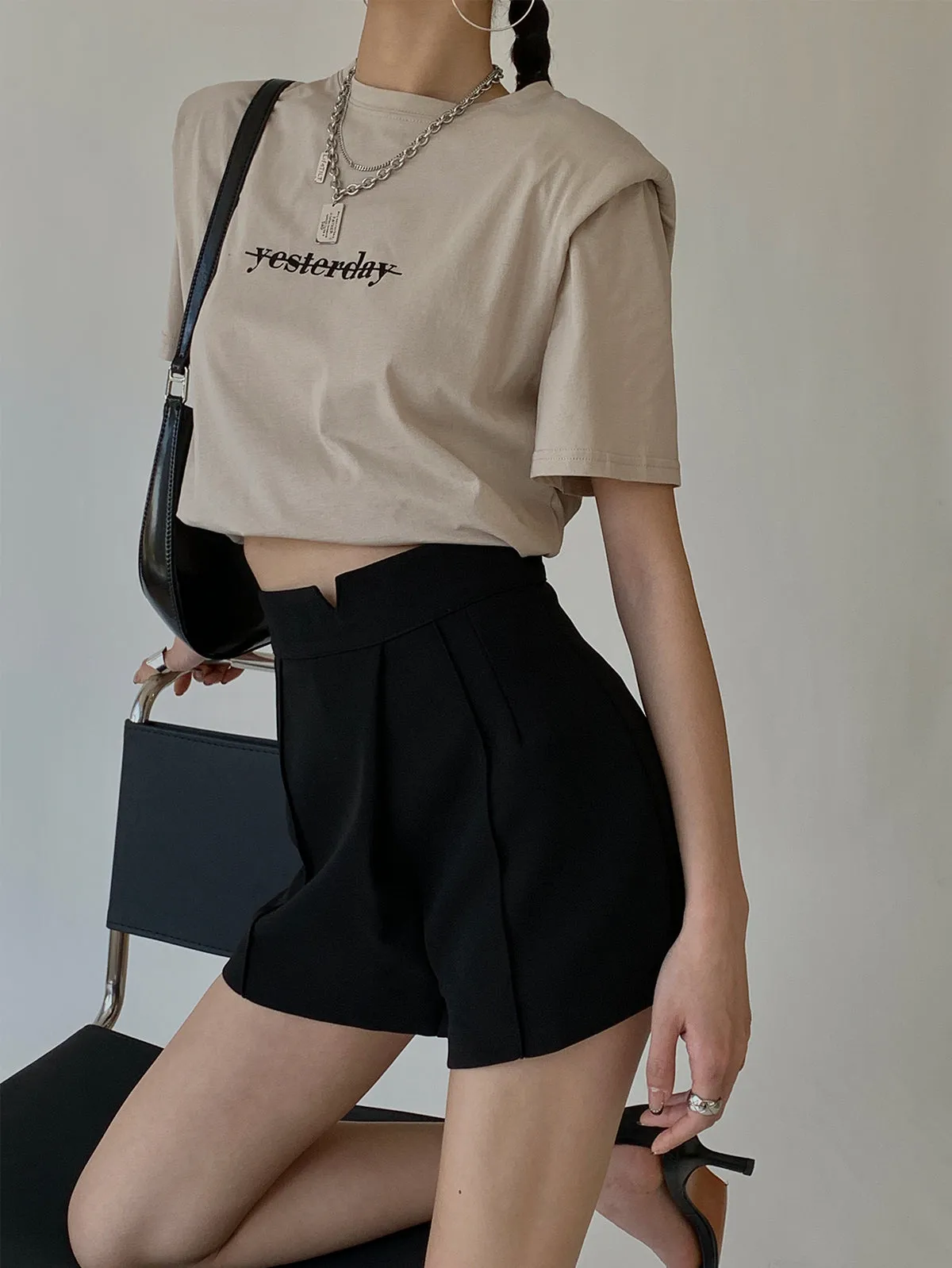 High Waist Short Pants - Black