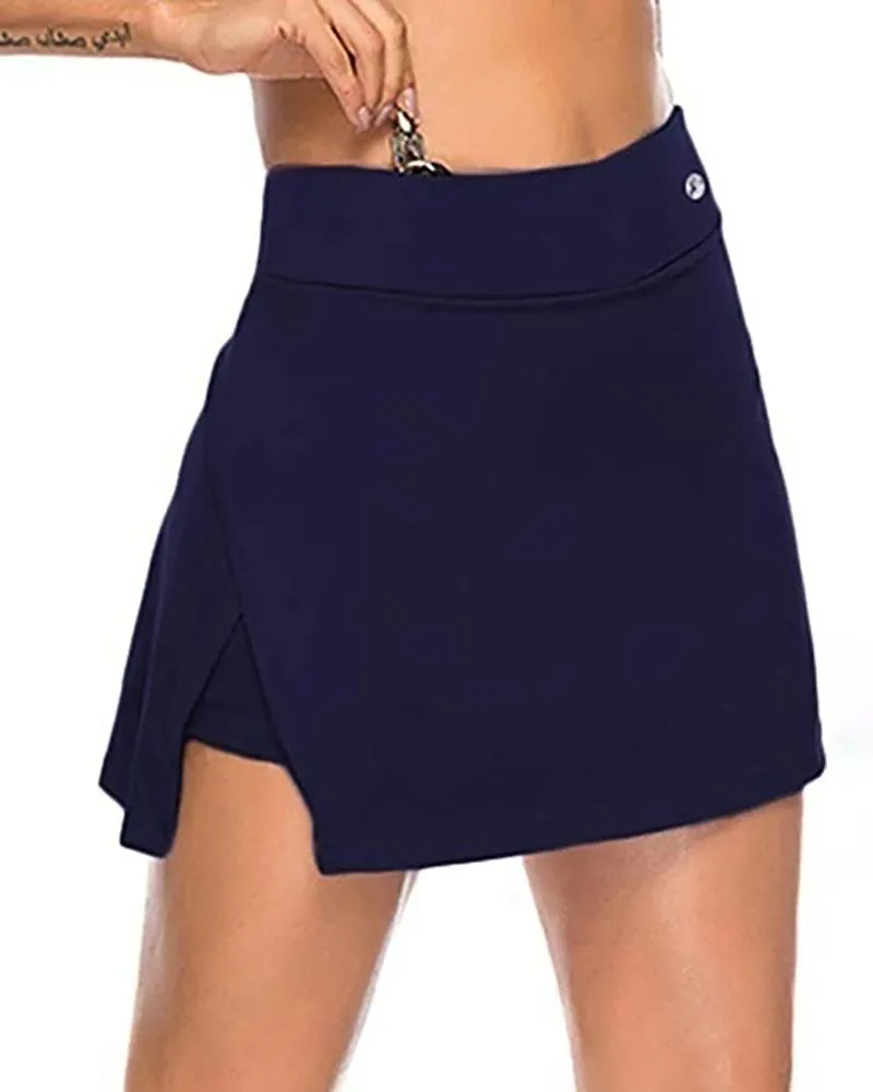 High Waist Slit Hem Sporty Skort