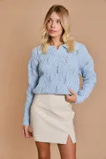 Ice Blue Collared Sweater