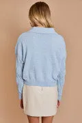 Ice Blue Collared Sweater