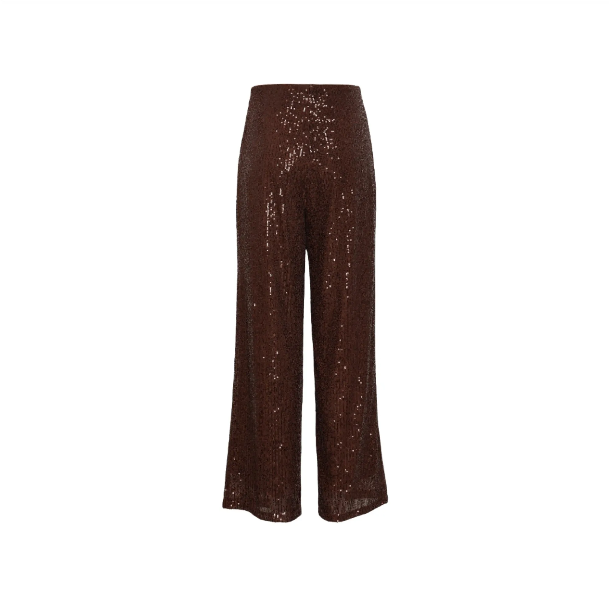 ICHI Fauci Wide Leg Sequin Trousers Coffee Bean