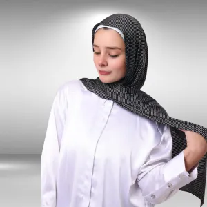 Iconic Black/White Stripes Double Stretch Cotton Hijab