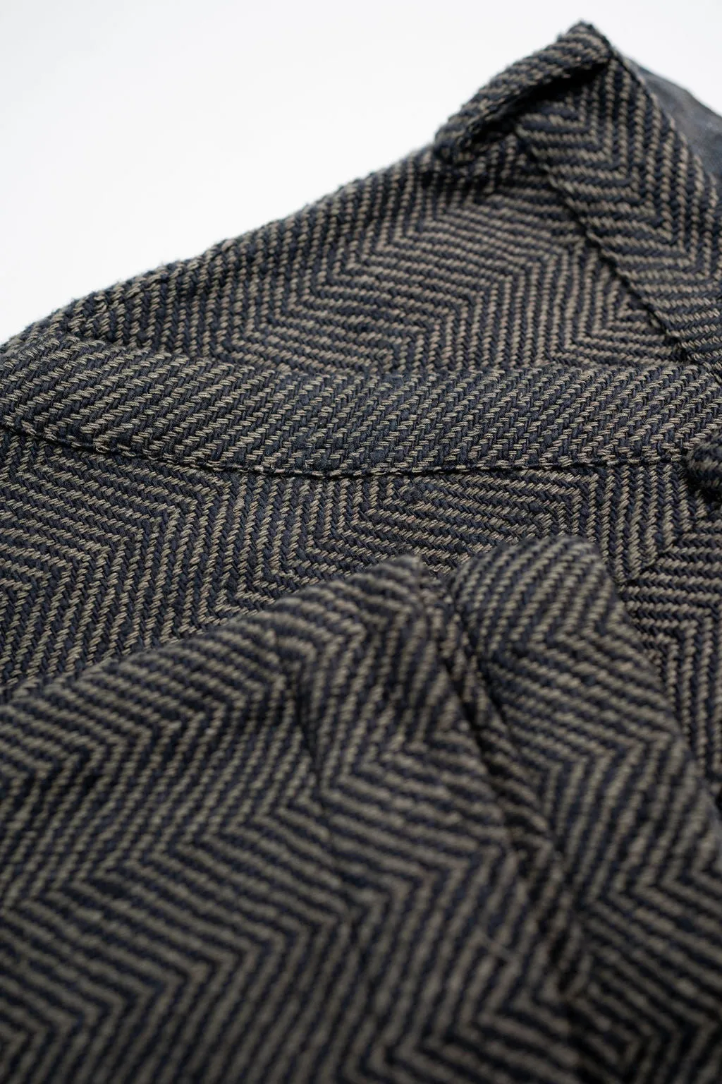 Indi   Ash Issac Pant - Iron/Charcoal Handspun Herringbone