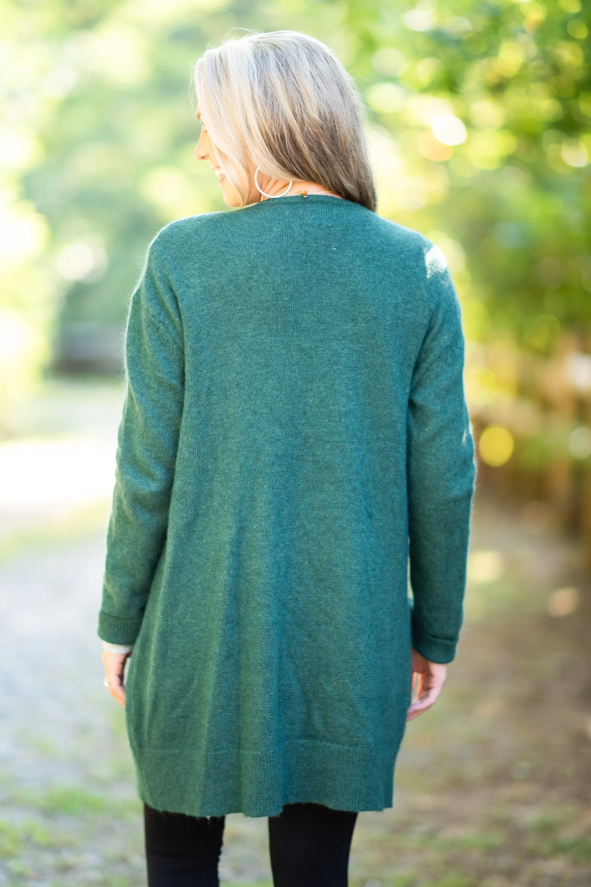 It's All Love Hunter Green Knit Cardigan