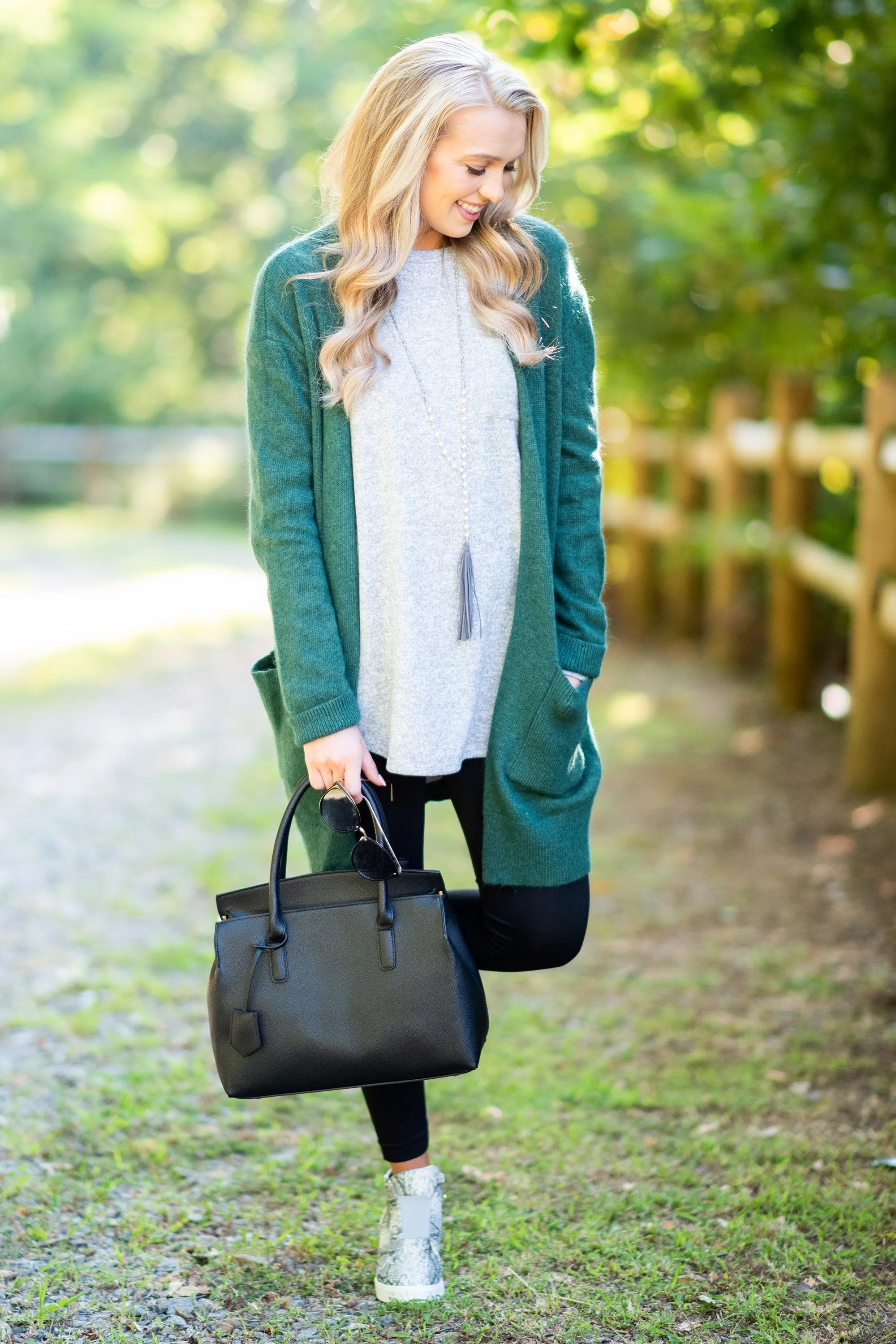 It's All Love Hunter Green Knit Cardigan